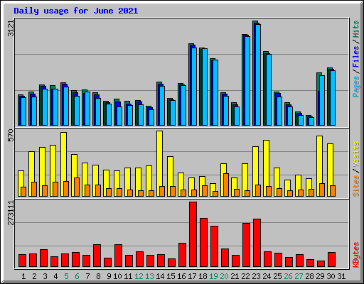 Daily usage for June 2021